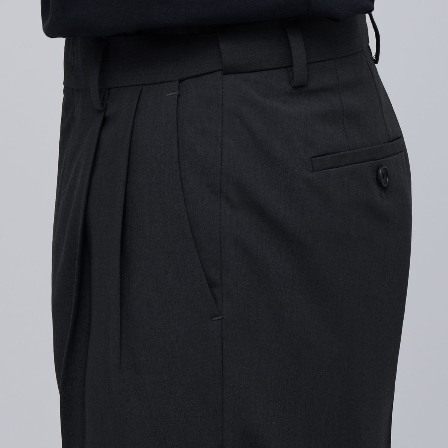 [Cooltandard] Real Wide Hidden Banding Slacks [Gray]