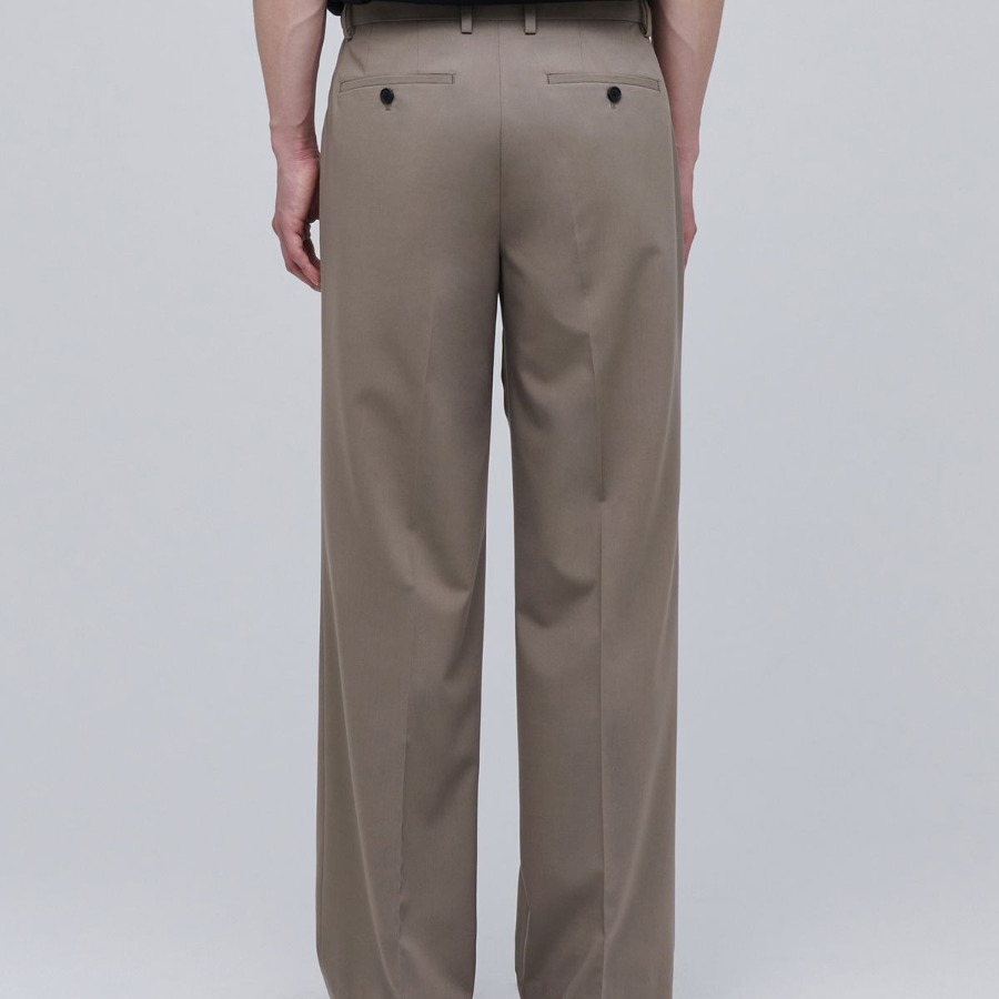 [Cooltandard] Real Wide Hidden Banding Slacks [Dusty Beige]