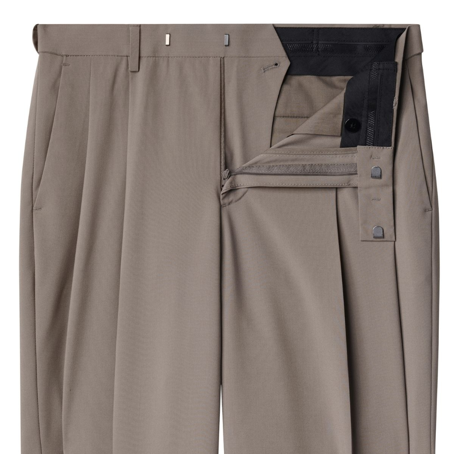 [Cooltandard] Real Wide Hidden Banding Slacks [Dusty Beige]