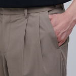 [Cooltandard] Real Wide Hidden Banding Slacks [Dusty Beige]