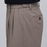 [Cooltandard] Real Wide Hidden Banding Slacks [Dusty Beige]