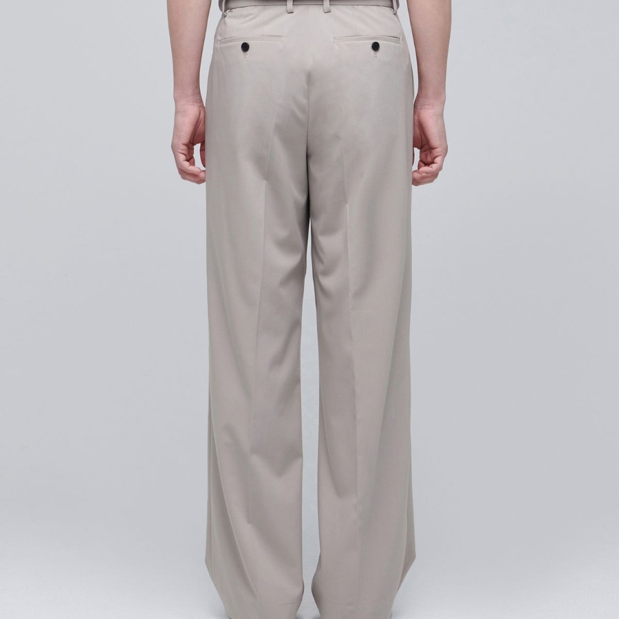 [Cooltandard] Real Wide Hidden Banding Slacks [Light Beige]