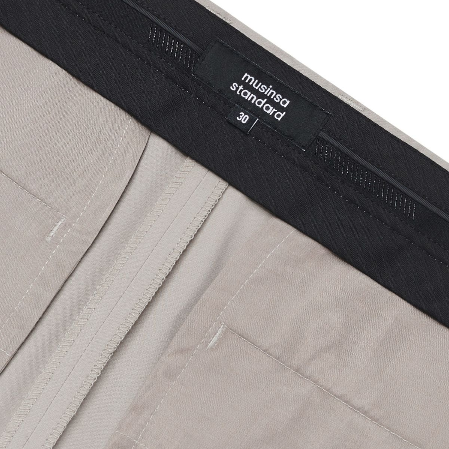 [Cooltandard] Real Wide Hidden Banding Slacks [Light Beige]