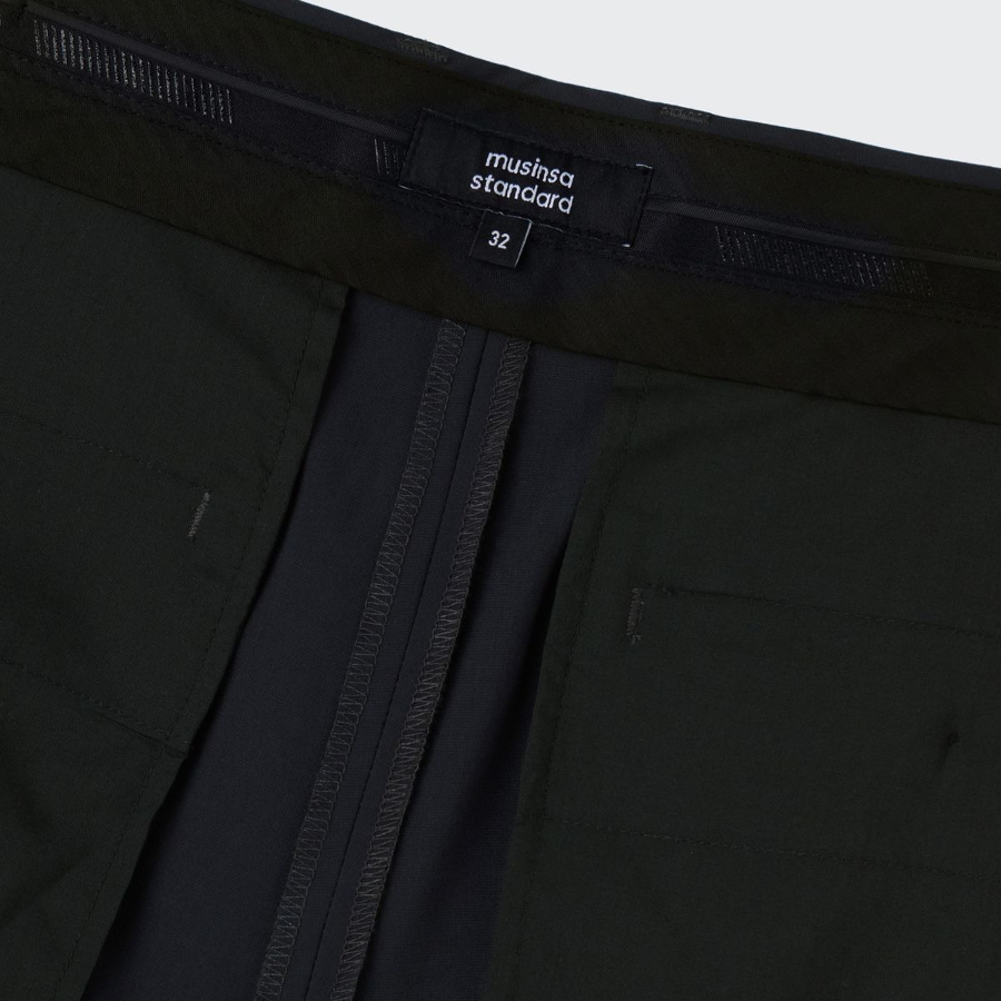 [Cooltandard] Real Wide Hidden Banding Slacks [Navy]