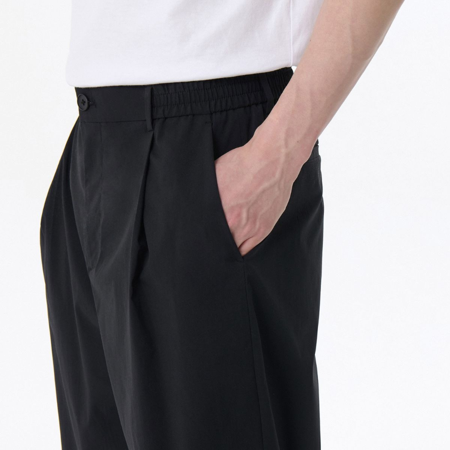 SOLOTEX One-Tuck Wide Comfort Banding Pants [Black]