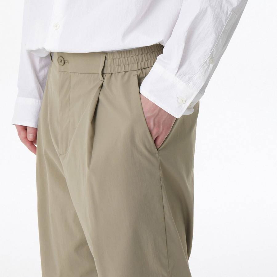 SOLOTEX One-Tuck Wide Comfort Banding Pants [Dusty Beige]