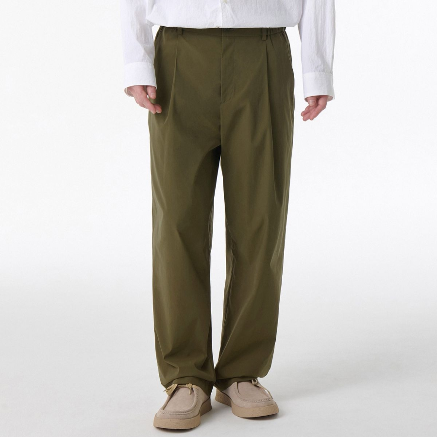 SOLOTEX One-Tuck Wide Comfort Banding Pants [Khaki]