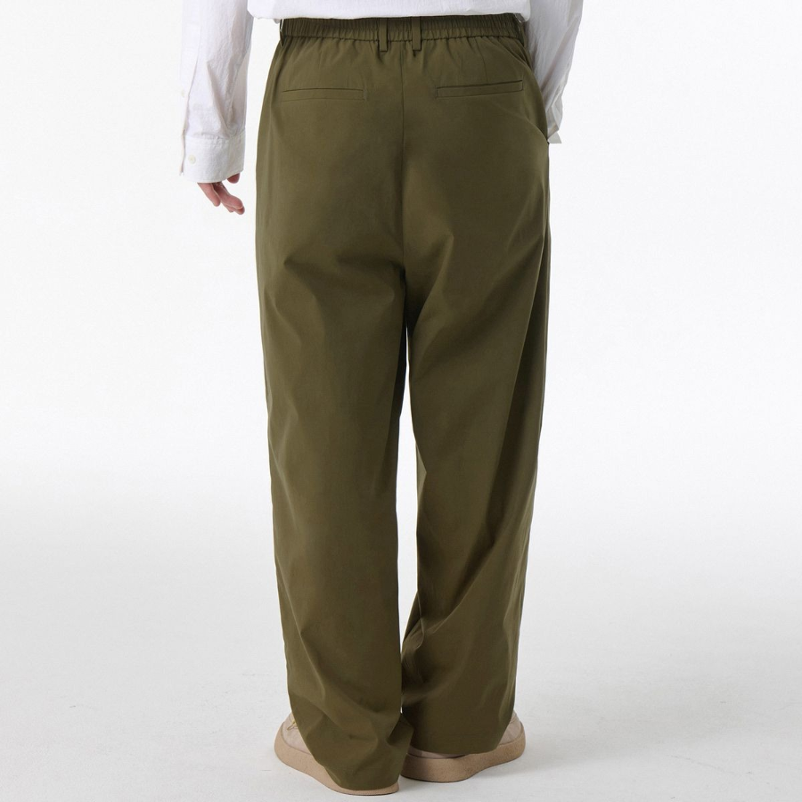 SOLOTEX One-Tuck Wide Comfort Banding Pants [Khaki]