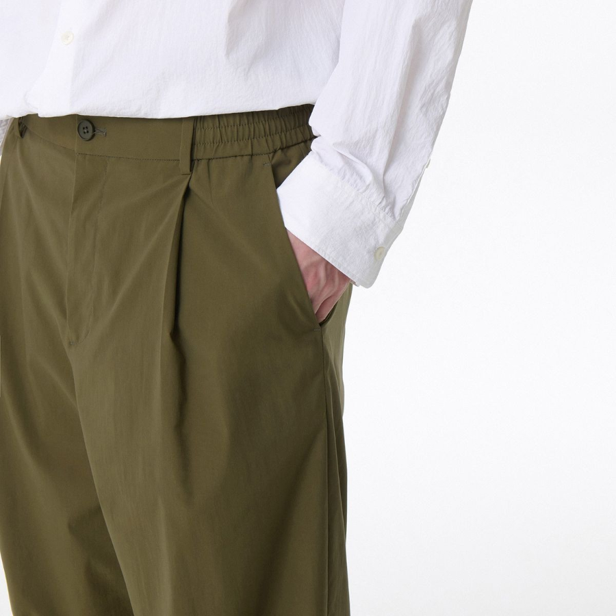 SOLOTEX One-Tuck Wide Comfort Banding Pants [Khaki]