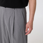 Crinkle One-Tuck Wide Banding Pants [Gray]