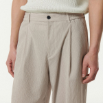 Crinkle One-Tuck Wide Banding Pants [Light Beige]