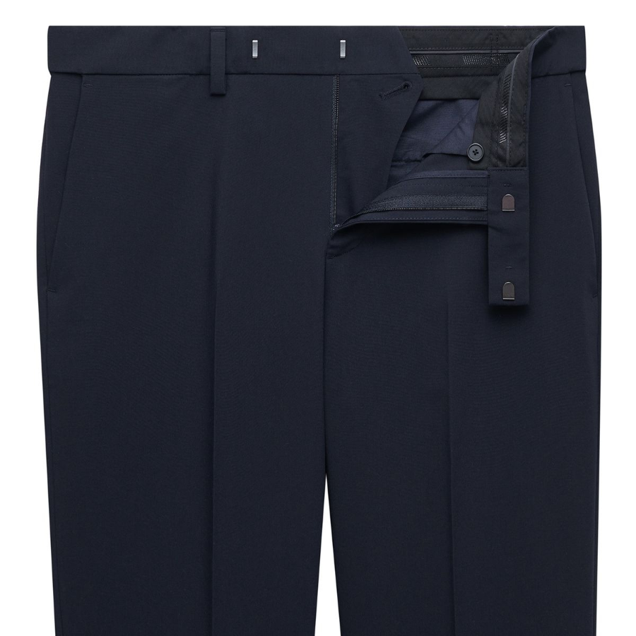 [Cooltandard] Semi Wide Hidden Banding Slacks [Navy]
