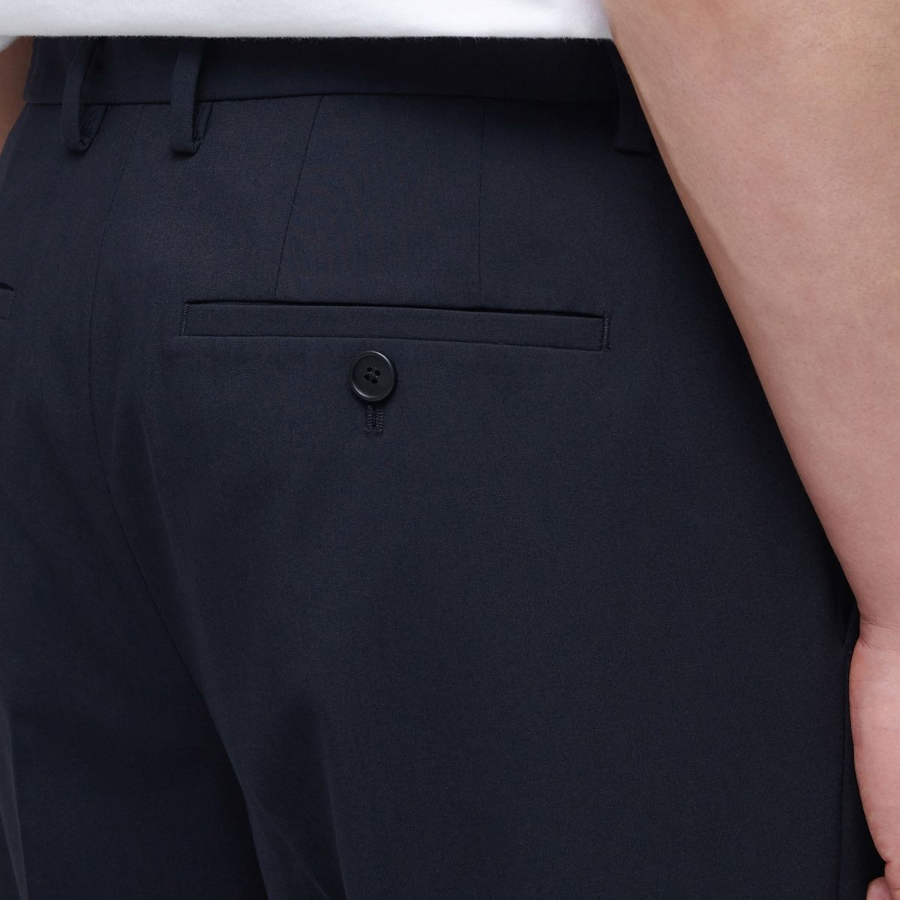 [Cooltandard] Semi Wide Hidden Banding Slacks [Navy]
