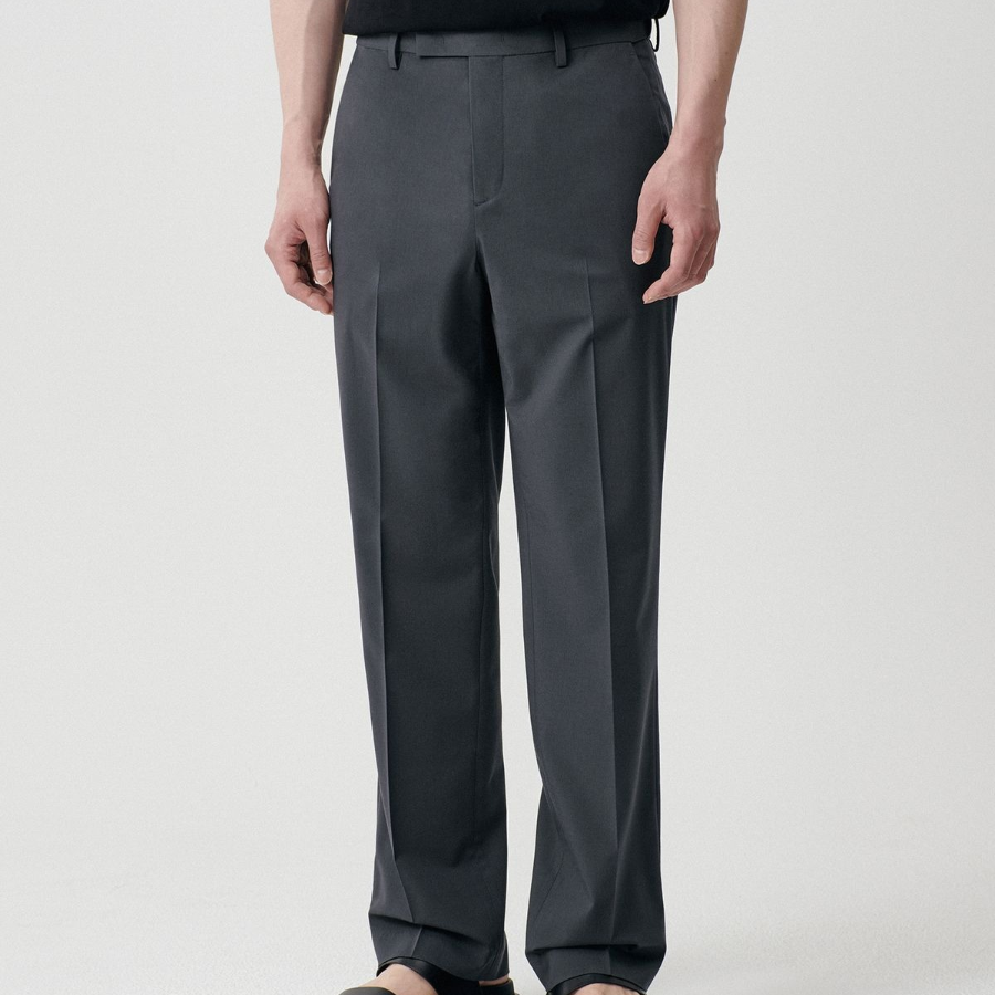 [Cooltandard] Semi Wide Hidden Banding Slacks [Gray]