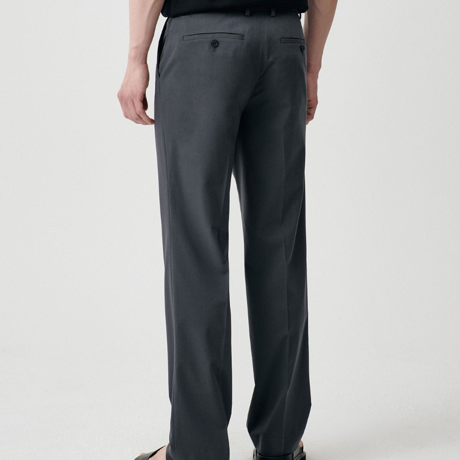 [Cooltandard] Semi Wide Hidden Banding Slacks [Gray]
