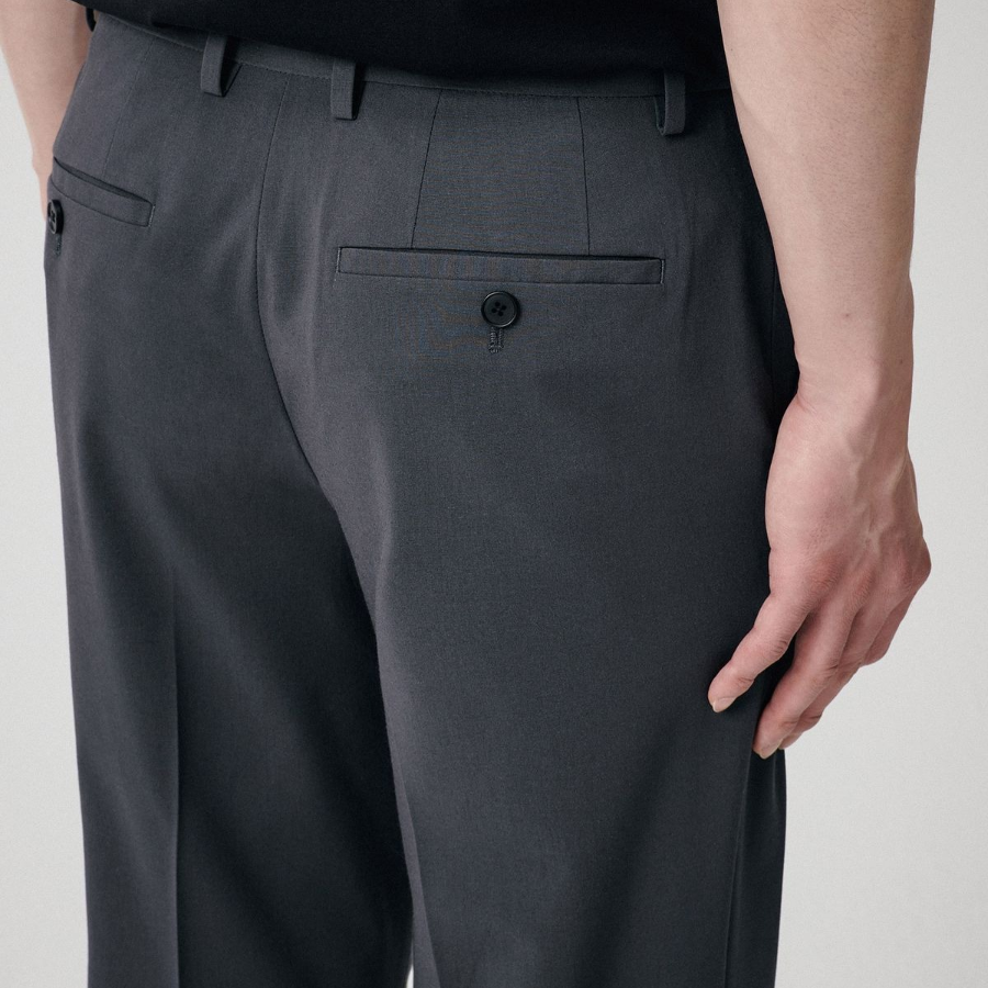 [Cooltandard] Semi Wide Hidden Banding Slacks [Gray]