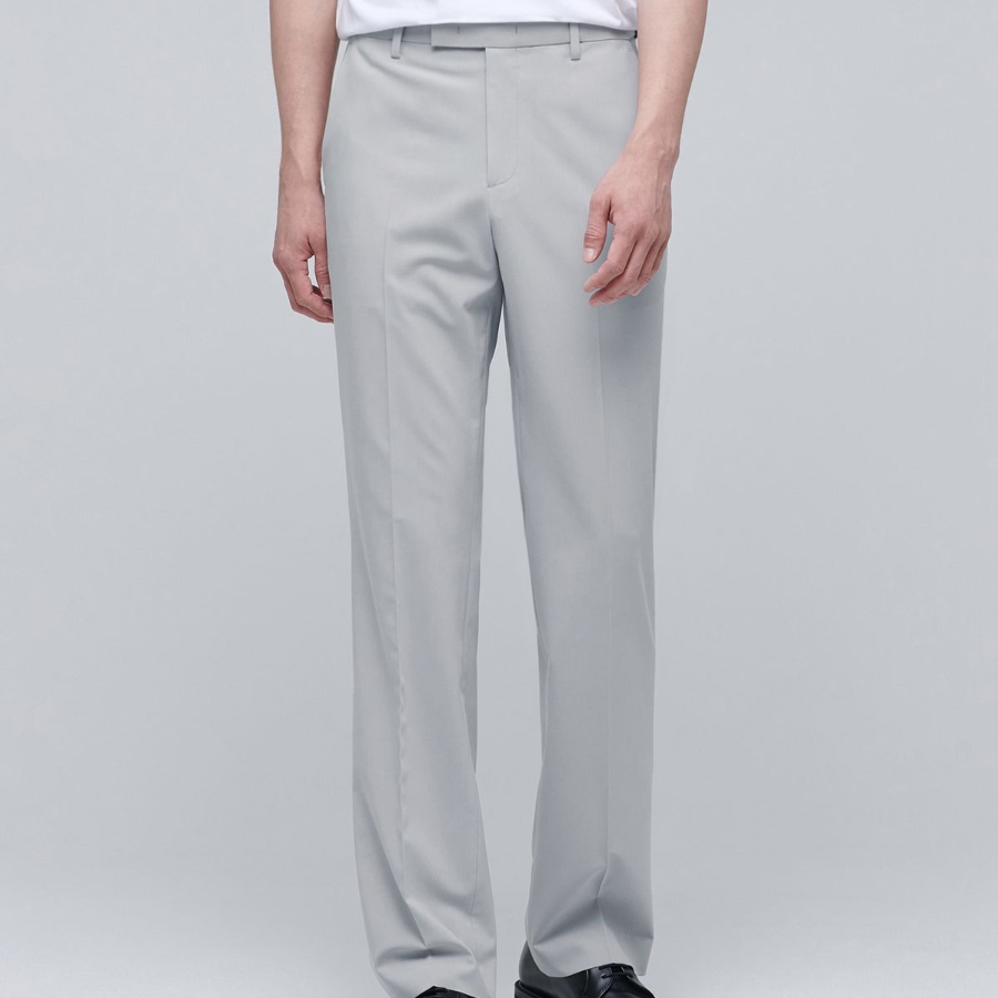 [Cooltandard] Semi Wide Hidden Banding Slacks [Light Gray]