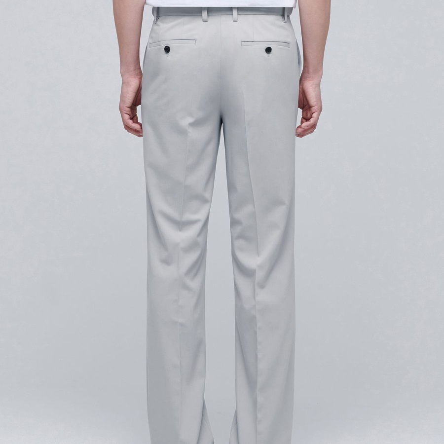 [Cooltandard] Semi Wide Hidden Banding Slacks [Light Gray]