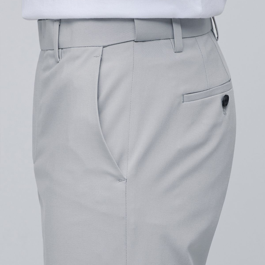[Cooltandard] Semi Wide Hidden Banding Slacks [Light Gray]