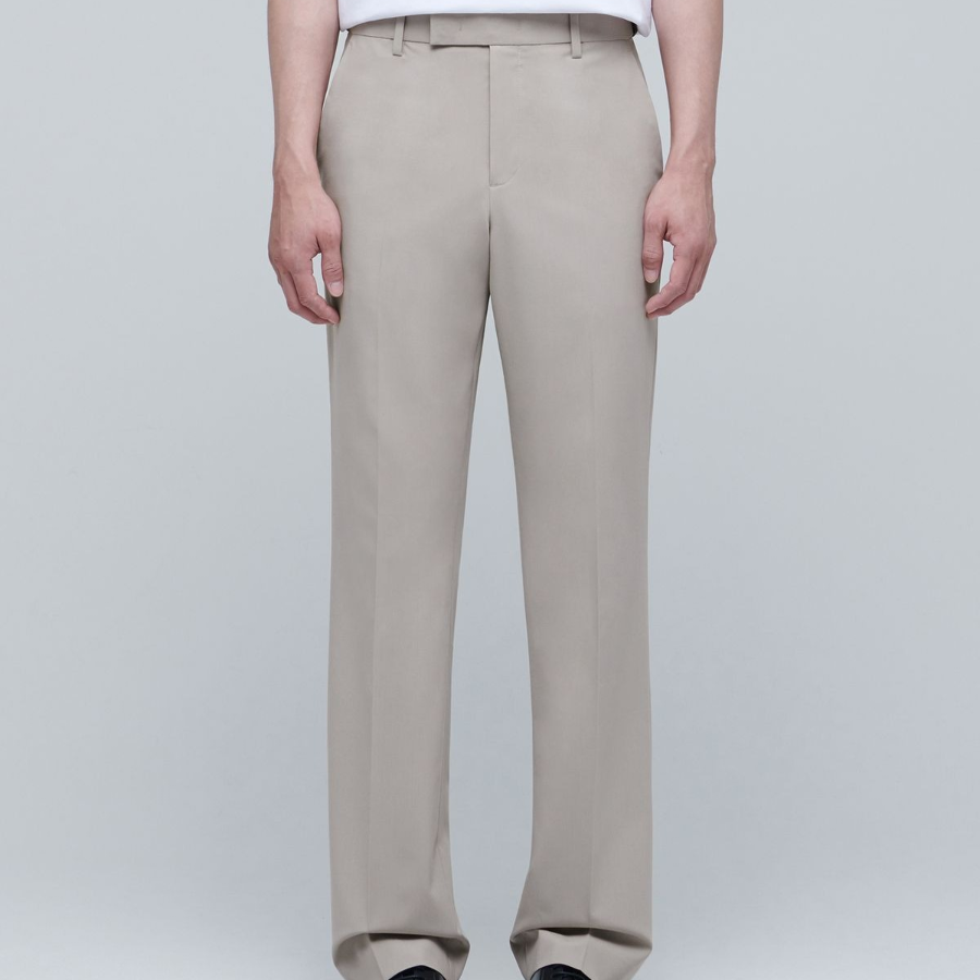 [Cooltandard] Semi Wide Hidden Banding Slacks [Light Beige]