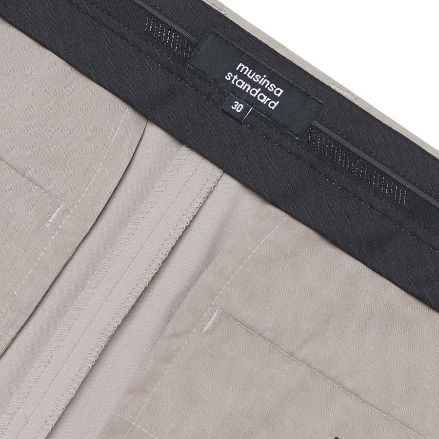 [Cooltandard] Semi Wide Hidden Banding Slacks [Light Beige]