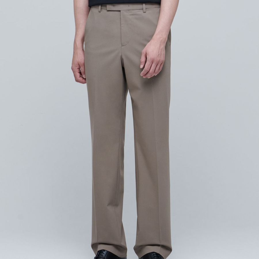 [Cooltandard] Semi Wide Hidden Banding Slacks [Dusty Beige]