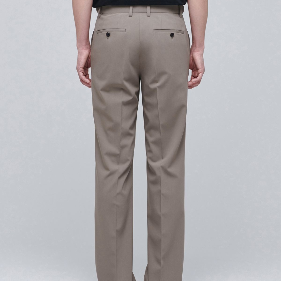 [Cooltandard] Semi Wide Hidden Banding Slacks [Dusty Beige]
