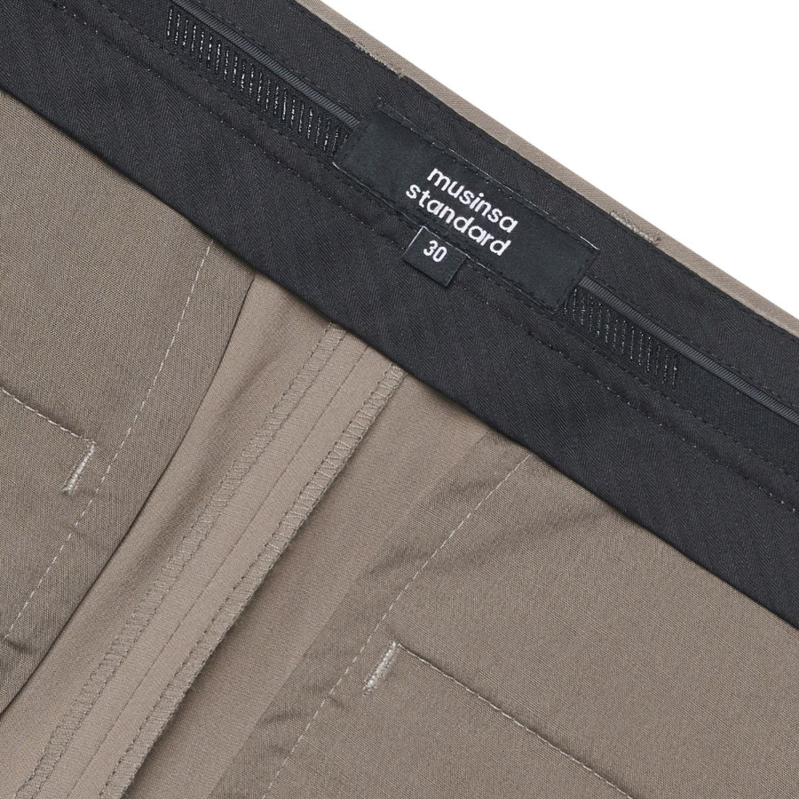 [Cooltandard] Semi Wide Hidden Banding Slacks [Dusty Beige]