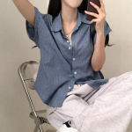 Pi – рубашка Rolled-Sleeve Vintage Check Loose-Fit Short-Sleeve Shirt