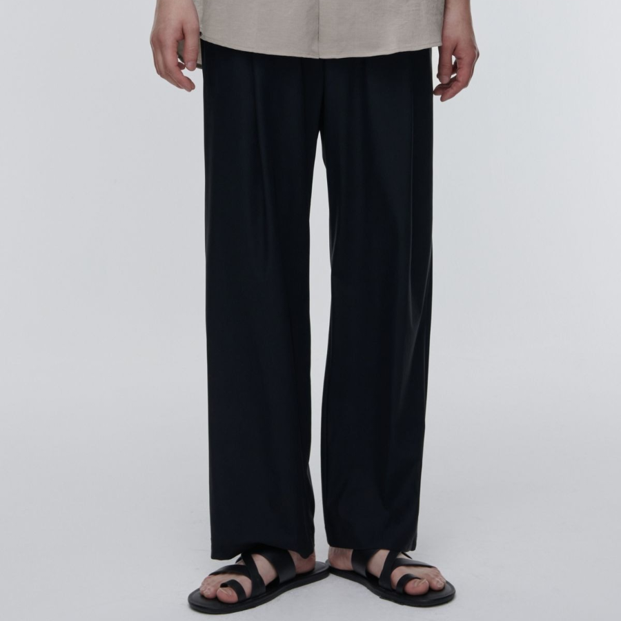 [Cooltandard] Cooling Deep Tuck Wide Banding Pants [Black]