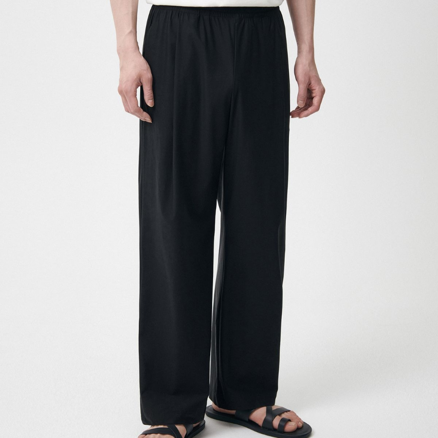 [Cooltandard] Cooling Deep Tuck Wide Banding Pants [Black]