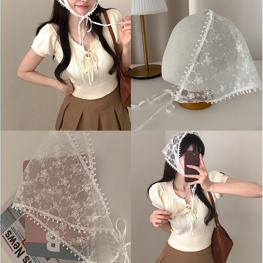 Романтичный цветочный кружевной боннет-шарф — изящный акцент с винтажным настроением