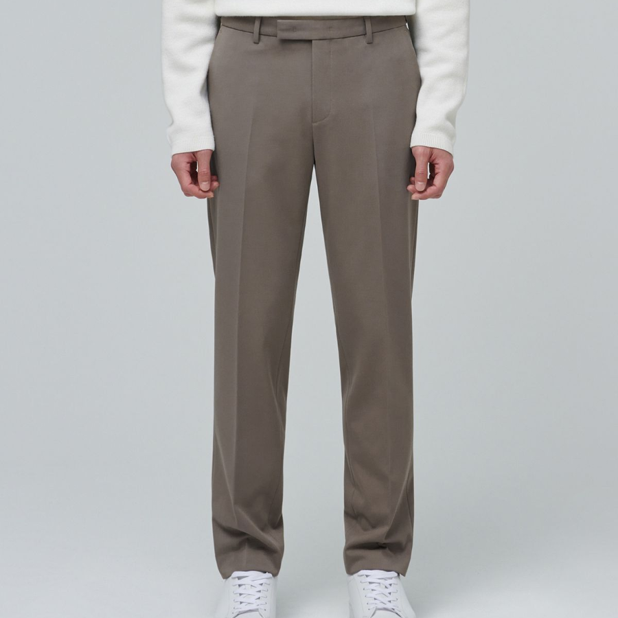 [Cooltandard] Heavyweight Brushed Tapered Hidden Banding 10/10 Slacks [Dusty Beige]