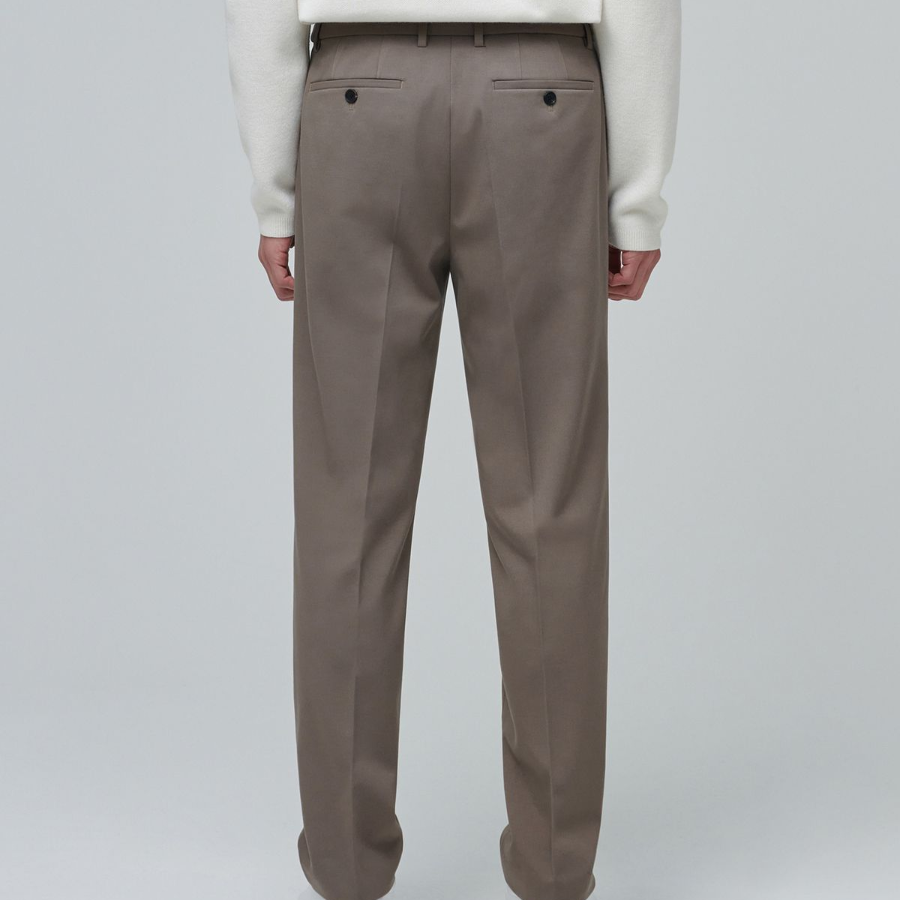 [Cooltandard] Heavyweight Brushed Tapered Hidden Banding 10/10 Slacks [Dusty Beige]