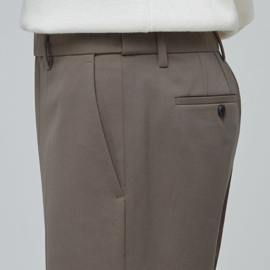 [Cooltandard] Heavyweight Brushed Tapered Hidden Banding 10/10 Slacks [Dusty Beige]