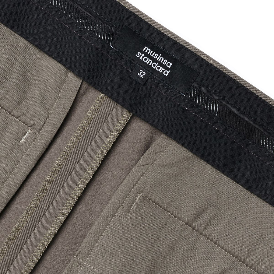 [Cooltandard] Heavyweight Brushed Tapered Hidden Banding 10/10 Slacks [Dusty Beige]