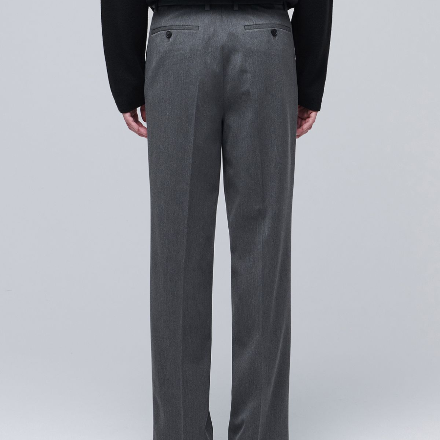 [Cooltandard] Heavyweight Brushed Real Wide Hidden Banding Slacks [Medium Gray]