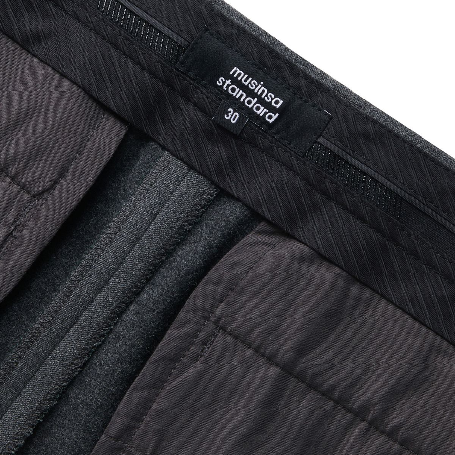 [Cooltandard] Heavyweight Brushed Real Wide Hidden Banding Slacks [Medium Gray]