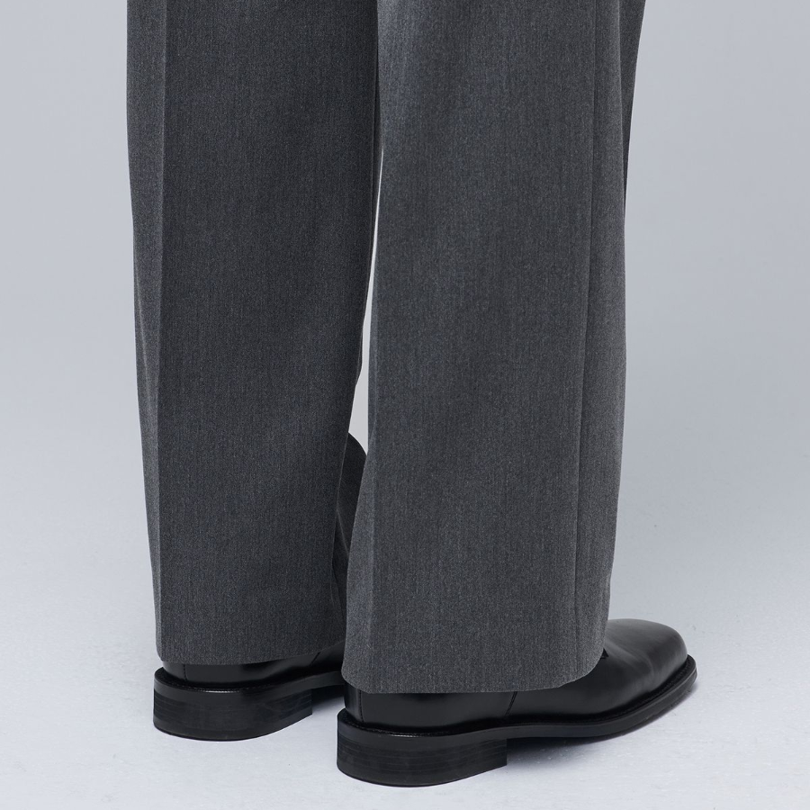 [Cooltandard] Heavyweight Brushed Real Wide Hidden Banding Slacks [Medium Gray]