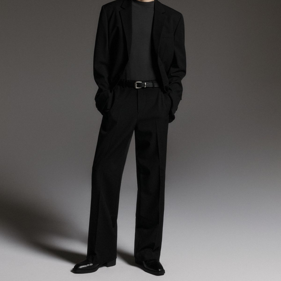 [Cooltandard] Flare Hidden Banding Slacks [Black]