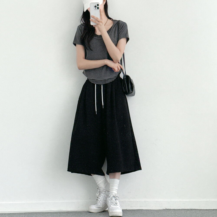 Унисекс бермуды 7/8 с защипами, широкий крой, спортивный стиль