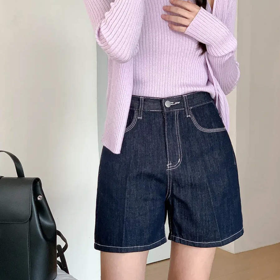 Джинсовые шорты из невыцветающего сырого денима Koov