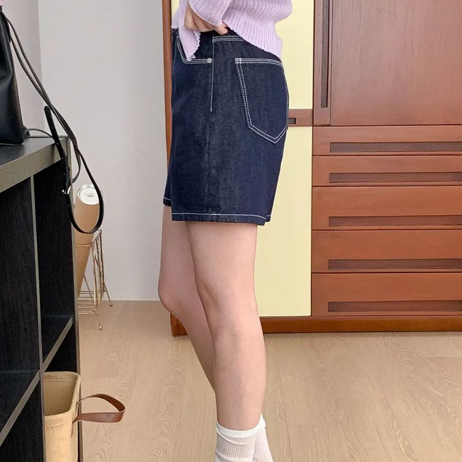 Джинсовые шорты из невыцветающего сырого денима Koov