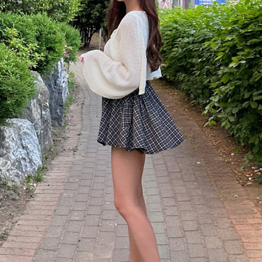 Клетчатая юбка-шорты с запахом и завязками Kiri