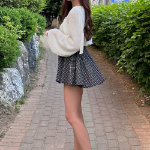 Клетчатая юбка-шорты с запахом и завязками Kiri