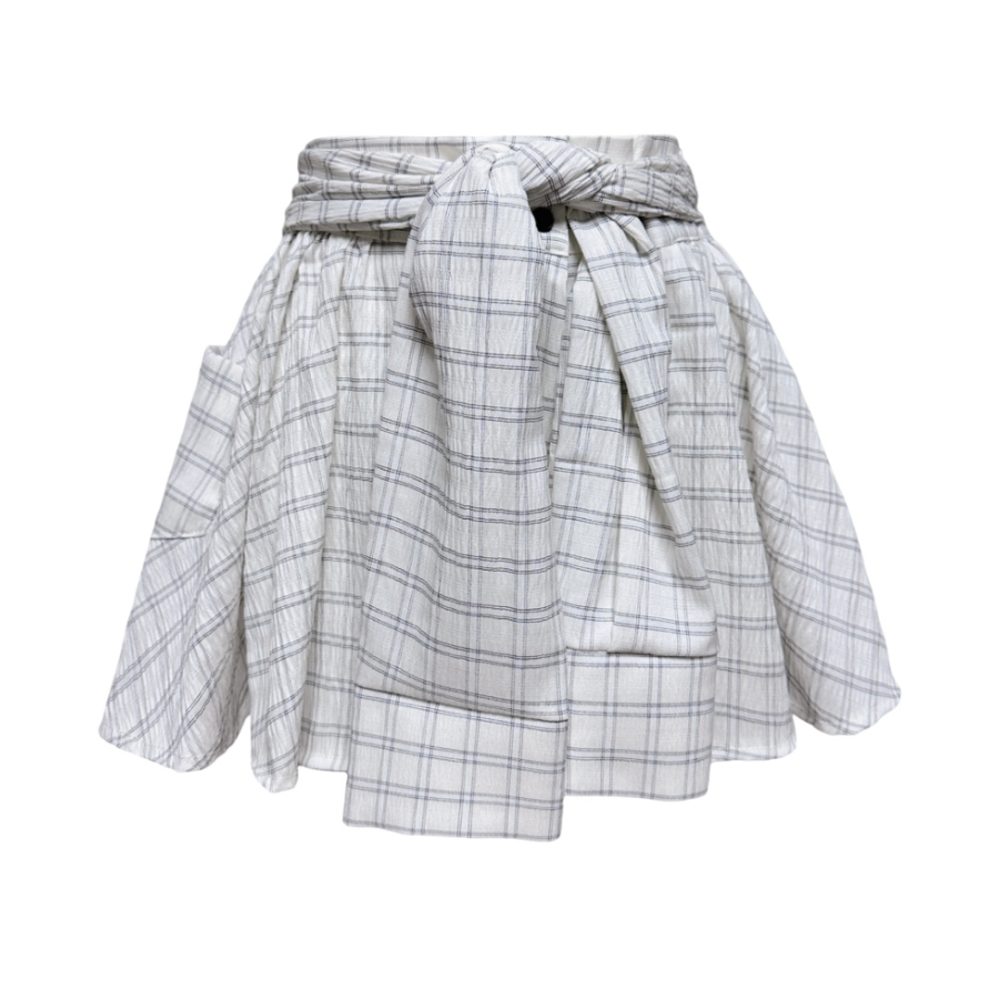 Клетчатая юбка-шорты с запахом и завязками Kiri