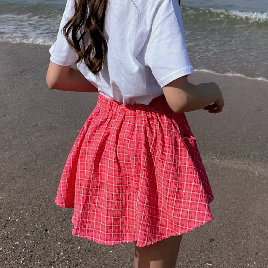 Клетчатая юбка-шорты с запахом и завязками Kiri