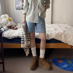 Джинсовые шорты с винтажной стиркой SummerSpring, 5/8, high-waist, big size