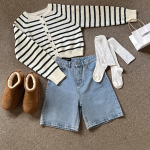 Джинсовые шорты с винтажной стиркой SummerSpring, 5/8, high-waist, big size