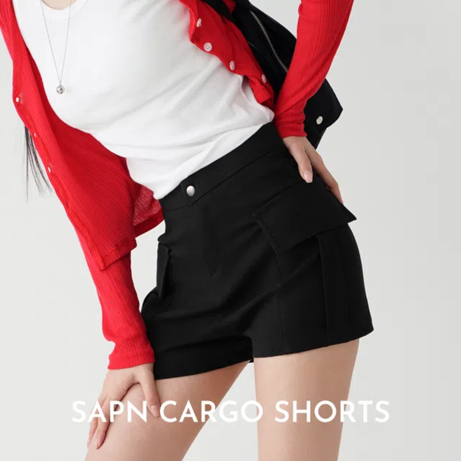 Эластичные хлопковые шорты-капри Lucina с боковыми карго-карманами